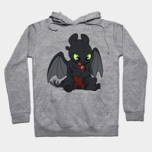 Toothless with fish, How to train your dragon character, Httyd night fury Hoodie